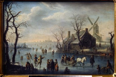 Patineurs (Patinadores sobre hielo). Pintura de Claes Molenaer (Klaes de Claes  Molenaer