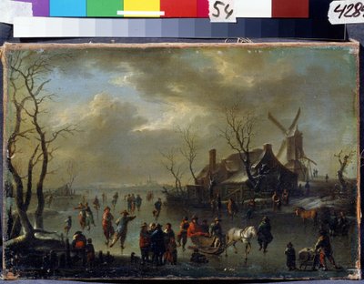 paisaje de invierno. Pintura de Claes Molenaer (Klaes Molenaer, hacia 1630-1676). Óleo sobre madera. Arte holandés, estilo barroco. Museo Estatal Arkhangelskoye Estate, Moscú de Claes  Molenaer