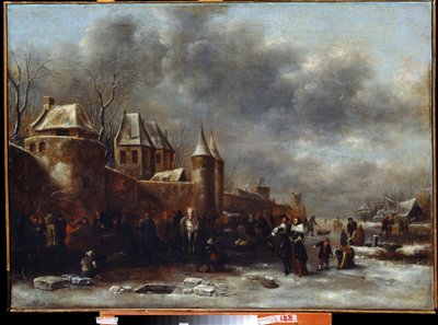Chateau au bord de la riviere (Un castillo en la orilla del río). Pintura de Claes Molenaer (Klaes de Claes  Molenaer