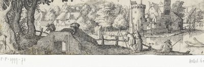 vista de un castillo Profesiones y rostros en Ámsterdam y sus alrededores (título de la serie) de Claes Jansz. Visscher (II) (attributed to)