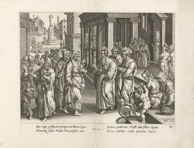 Pablo discute con el hechicero Elimas Hechos de los Apóstoles (título de la serie) Acta Apostolorum (título de la serie) de Claes Jansz. Visscher (II) (workshop of)