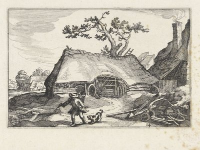 Perro ladrador en una granja
Paisajes con granjas (título de la serie) de Claes Jansz. Visscher (II)