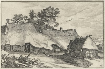 Granja y pequeño granero Paisajes con fincas (título de la serie) de Claes Jansz. Visscher (II)