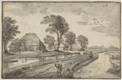Carretera entre cursos de agua en un paisaje de pólder de Claes Jansz. Visscher (II)