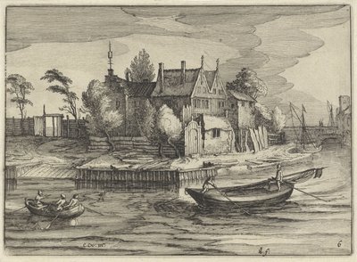 Balancines en una finca
Paisajes holandeses (título de la serie)
Amaeniores Aliquot Regiunculae (título de la serie en el objeto) de Claes Jansz. Visscher (II)