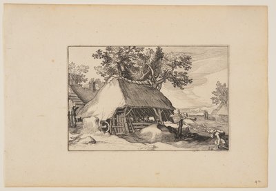 Un granero, de Paisajes (Verscheyden aerdige Lanthuysen...) de Claes Jansz. Visscher