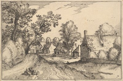 Un camino de pueblo, placa 7 de Regiunculae et Villae Aliquot Ducatus Brabantiae, ca. 1610 de Claes Jansz Visscher