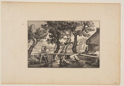 Un puente de madera, de Paisajes de Claes Jansz. Visscher