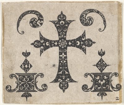 Impresión en Blackwork con una Cruz Latina y Pequeños Motivos, ca. 1620 de Claes Jansz Visscher
