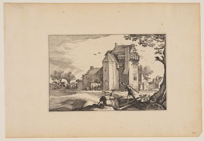 Granja con palomares, de Paisajes (Verscheyden aerdige Lanthuysen...) de Claes Jansz. Visscher