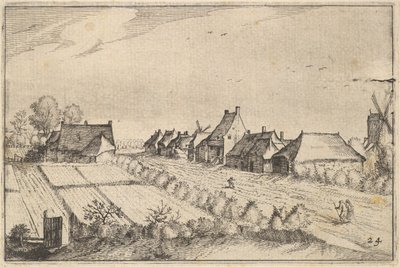 Campos y un camino, placa 8 de Regiunculae et Villae Aliquot Ducatus Brabantiae, ca. 1610 de Claes Jansz Visscher