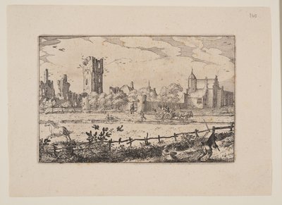 La casa de Cleef, cerca de Haarlem, de Vistas en los alrededores de Haarlem (Plaisante Plaetsen) de Claes Jansz. Visscher