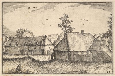 Grandes cobertizos, placa 21 de Regiunculae et Villae Aliquot Ducatus Brabantiae, ca. 1610 de Claes Jansz Visscher