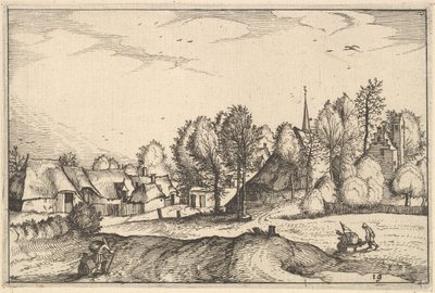 Camino hacia un Pueblo, placa 19 de Regiunculae et Villae Aliquot Ducatus Brabantiae, ca. 1610 de Claes Jansz Visscher