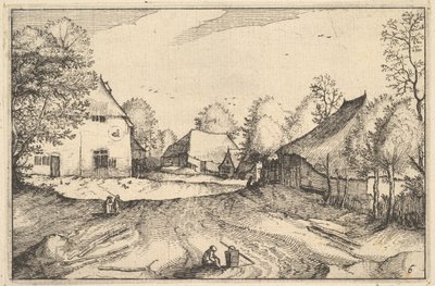 La posada del cisne, lámina 6 de Regiunculae et Villae Aliquot Ducatus Brabantiae, ca. 1610 de Claes Jansz Visscher