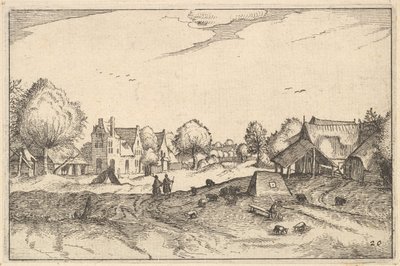 Camino del Pueblo, placa 20 de Regiunculae et Villae Aliquot Ducatus Brabantiae, ca. 1610 de Claes Jansz Visscher