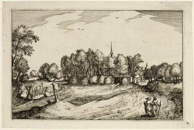 Un convento, lámina trece después de Cuadros de granjas, casas de campo y aldeas rústicas (Praediorum villarum et rusticarum casularum icones) de Claes Jansz. Visscher II