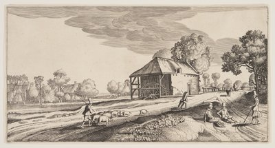Cruce cerca de un molino de agua, de Paisajes (Playsante Lantschappen) de Claes Jansz. Visscher II