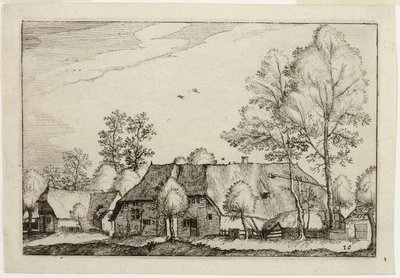 Granja grande, lámina diez después de Cuadros de granjas, casas de campo y aldeas rústicas (Praediorum villarum et rusticarum casularum icones) de Claes Jansz. Visscher II