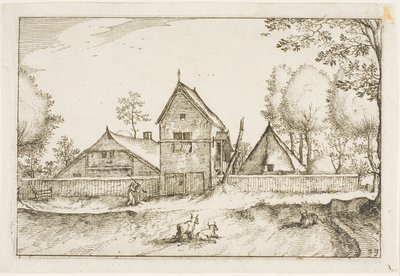 Granja grande amurallada, lámina 23 después de Cuadros de granjas, casas de campo y aldeas rústicas (Praediorum villarum et rusticarum casularum icones) de Claes Jansz. Visscher II