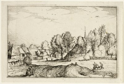 Road into a Village, plate nineteen after Pictures of Farms, Country Houses and Rustic Villages (Praediorum villarum et rusticarum casularum icones) de Claes Jansz. Visscher II