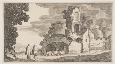 Ruinas a lo largo de una carretera, de Paisajes (Playsante Lantschappen) de Claes Jansz. Visscher II