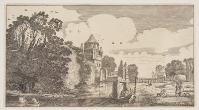 El "Kleine Houtpoort" en Haarlem, de Paisajes (Playsante Lantschappen) de Claes Jansz. Visscher II