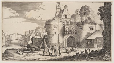 Puerta de la ciudad, de Paisajes (Playsante Lantschappen) de Claes Jansz. Visscher II