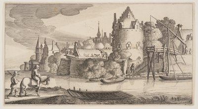 Ciudad situada junto a un río, de Paisajes (Playsante Lantschappen) de Claes Jansz. Visscher II
