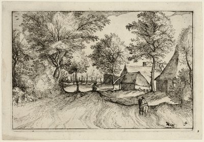 Village Road, lámina cuatro después de Cuadros de granjas, casas de campo y aldeas rústicas (Praediorum villarum et rusticarum casularum icones) de Claes Jansz. Visscher II