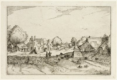 Village Road, lámina veinte después de Cuadros de granjas, casas de campo y aldeas rústicas (Praediorum villarum et rusticarum casularum icones) de Claes Jansz. Visscher II