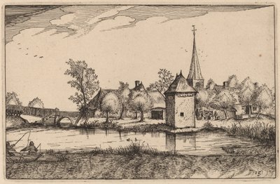 Estanque y un Pueblo de Claes Jansz Visscher after Johannes van Doetechum, the Elder after Lucas