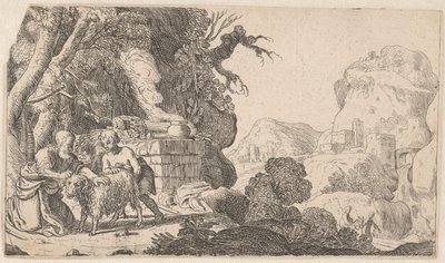 Abraham e Isaac con el carnero del sacrificio
Historia de Abraham (título de la serie) de Claes Moeyaert