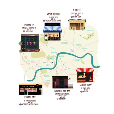 Mapa de restaurantes y bares únicos de Londres de Claire Huntley