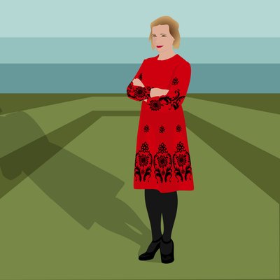Retrato de Lucy Worsley, historiadora inglesa, autora, curadora jefe conjunta en Historic Royal Palaces y presentadora de televisión de Claire Huntley