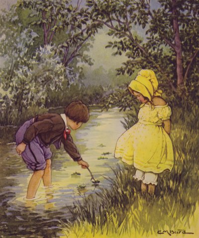 Un jardín de versos para niños: ¿Dónde van los barcos? (litografía en color) de Clara Miller Burd