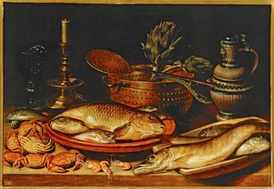 Naturaleza muerta con peces ... de Clara Peeters