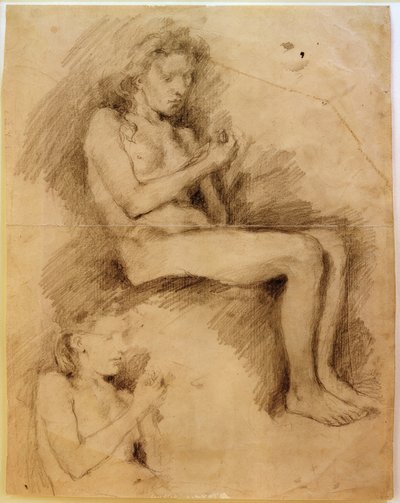 Estudios de desnudo de una niña sentada de Clara Siewert