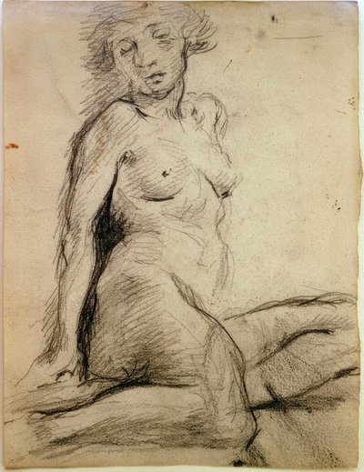 Desnudo femenino sentado con ojos cerrados de Clara Siewert