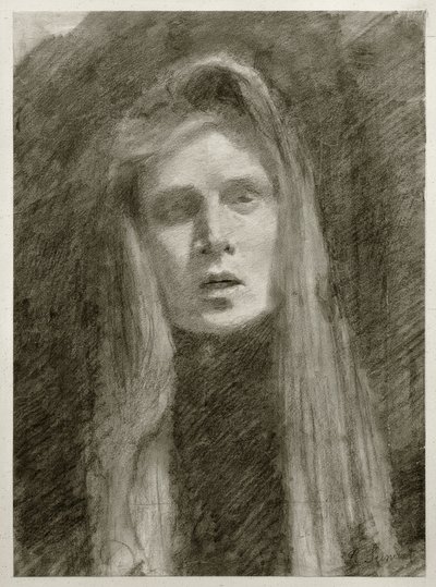 Retrato femenino con pañuelo (Autorretrato) de Clara Siewert