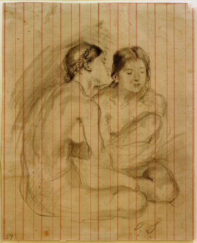 Dos niñas desnudas sentadas de Clara Siewert