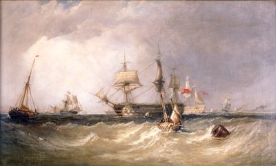 Buques de Guerra frente a Portsmouth, Hampshire, 1855 de Clarkson Stanfield