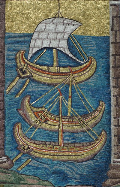 Las galeras romanas. Mosaico de Rávena, copia de Classical Antiquities