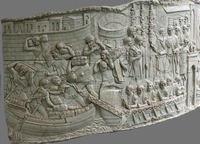 Las galeras romanas. Detalle del relieve de la Columna de Trajano, siglo I-II de Classical Antiquities