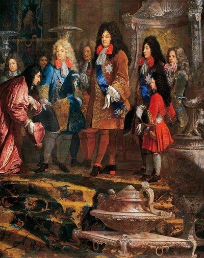 Luis XIV recibiendo la sumisión del Dux de Génova en mayo de 1685 (detalle) de Claude Guy Halle