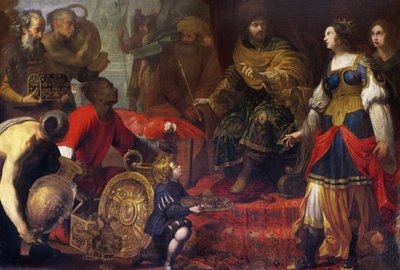 El rey Salomón y la reina de Saba (óleo sobre lienzo) de Claude (attr. to) Vignon