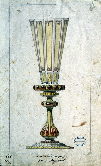 Decoración para copas de champán, dibujo en acuarela, Claude-Aymé Chenavard de Claude Amie Chenavard
