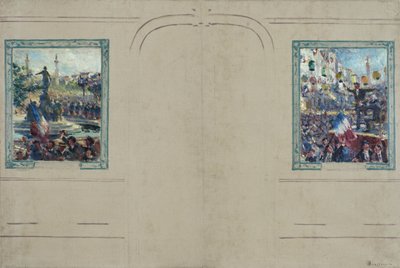 Boceto para el ayuntamiento del distrito 12 de París: Place de la Nation. Plaza de la Bastilla, hacia 1910 (óleo sobre lienzo) de Claude Charles Bourgonnier