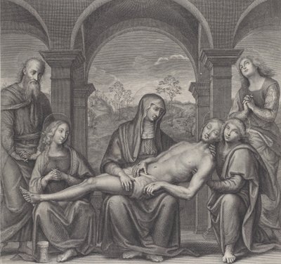 Cristo en la tumba, descansando sobre el regazo de la Virgen, después de Perugino, ca. 1685-1727 de Claude Duflos