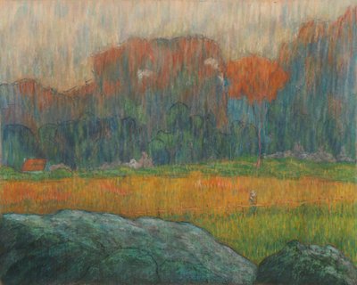 Paisaje con figura y casas, c. 1891 (pastel) de Claude Emile Schuffenecker